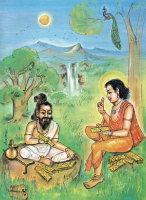 Agastya learns Tamil from Lord Murugan