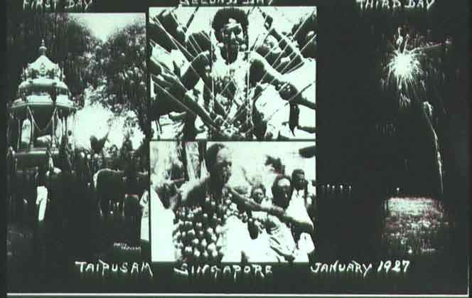 A picture postcard depicting a three day Thaipusam celebration in Singapore, January 1927