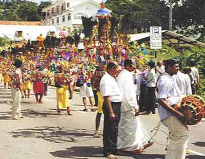 Annual Kavadi procession through Victoria, capital of Seychelles
