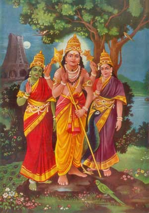Murukan with Valli and Devasena