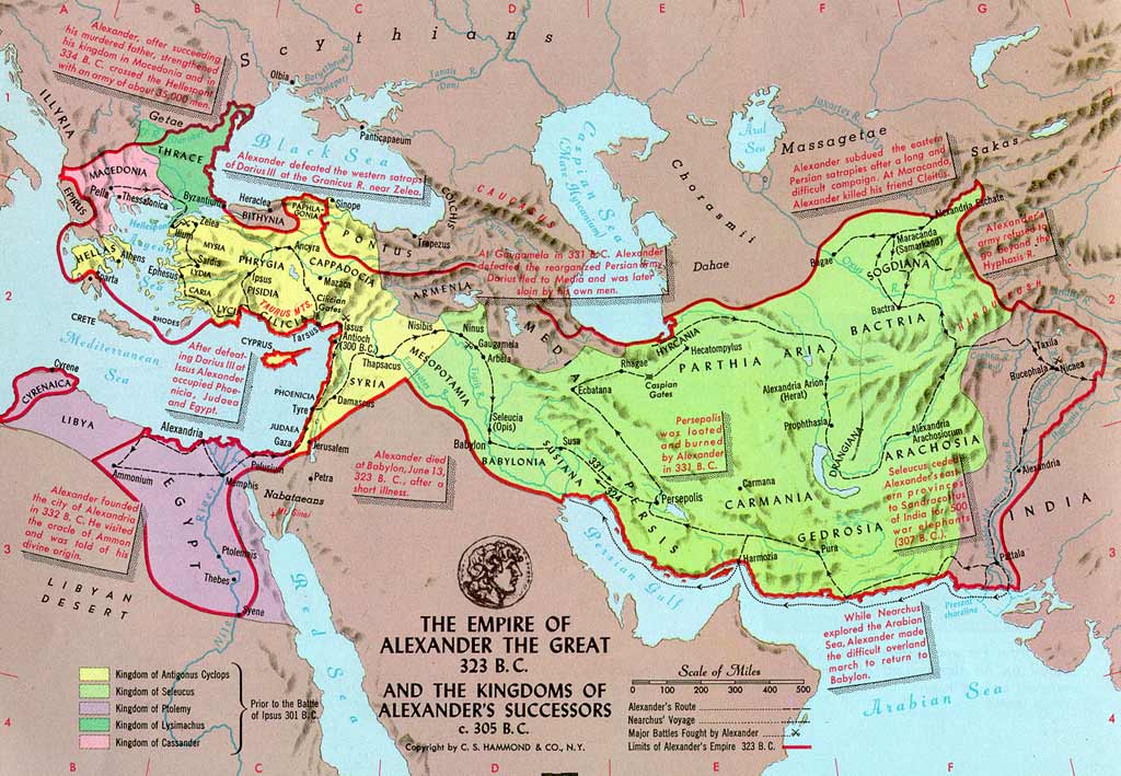 Map: The empire of Alexander the Great