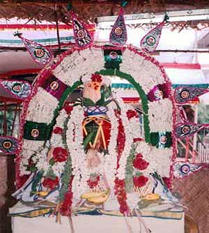 Decorated kalasams kept in puja prior to kumbhashishekam